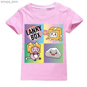 T-shirts kawaii pojkar t-shirt tecknad lanky låda söt tryck kort ärm flickor kläder sommar avslappnad mode roliga bomull barn toppar teel2404