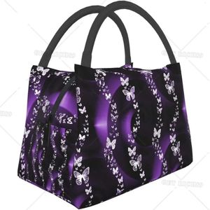 Borsa per pranzo termica a farfalla viola Borsa da pranzo isolata Bota di raffreddamento per donne 240423