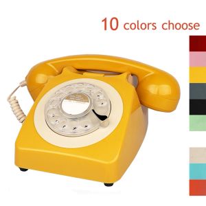 Akcesoria obrotowe wybieranie vintage stacjonarne retro przewód telefoniczny obrotowy stałego telefonu różowy stół czarny żółty domowy biuro Europa styl r306