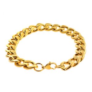 Moda kadın erkekler şerit renkli altın paslanmaz çelik izleme zinciri bileklik hediye mücevher 240416