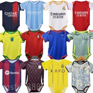 Camisa de bebê 2024 Real madrids psges camisas de futebol de bebê 23 24 lvp napoli brasils entre arsen futebol cfc Milan Man City Naples Naples Portugals Maillot de Football