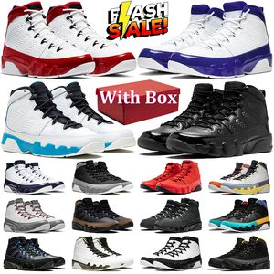 Con scatola 9s Scarpe da basket da maschi da maschile in polvere Blu Grey Gym Red University Gold Rainers Sports Sneakers