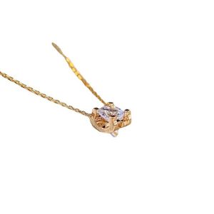 Original Designerin Carter Bullhorn Halskette 925 reines Silber mit 18 Karat Gold Präzision kleiner quadratischer Diamant -Anhängerkragen Kette