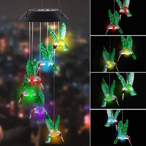 Hummingbird LED Waterproof Outdoor Light ColorChanging Power Solar Wind Chimes Yard Home Garden Decor Lights Lamp 240425