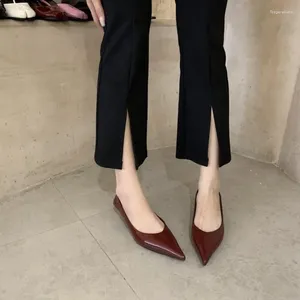 Casual Shoes Flat Heel Women Pointed Toe Patent Leather Lemon Yellow Wine Red Lady Fashion Flats Candy Color Sole Large Size