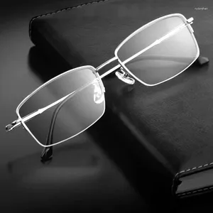 Óculos de sol Metal Frame Reading Glasses Men Square Mulheres, ampliando os óculos presbiopia de alta definição de 0 a 4.0 dioptria