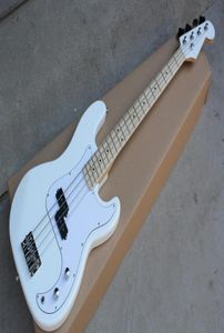 مخصص جديد 4 سلاسل أبيض الجسم Maple Fingerboard Electric P Guitar Bass مع Chrome Hardwarewhite PickGuardoffer تخصيص 1757013