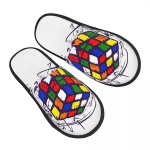 Slippers matematik på lätt gäst för sovrum kvinnor anpassad tryck vetenskap lärare geometriska hus tofflor