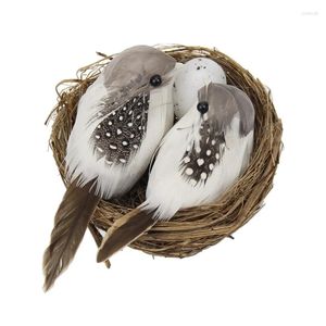 Gartendekorationen Künstliche Vögel und Vogel Nest Egg Set Miniatur Ornament für Home Party Rasendekoration