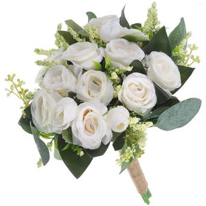 Fiori decorativi decorazioni sposa sposa bouquet mori dipartimento bouquet tavolo centrotavola matrimoniale da sposa artificiale damigellatta bianca