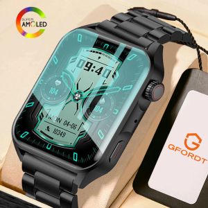 Klockor 2023 Ny NFC Smart Watch Men AMOLED HD -skärm Bluetooth Call Watches alltid på skärmen IP68 Vattentät smartwatch man kvinnor kvinnor