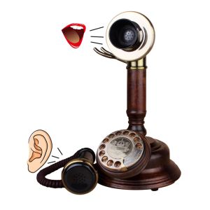 Accessories Antique Landline Telephone Revolve Dial Rotary Vintage fixed phone European Retro for Home office Decoration house ornament wood