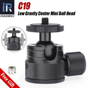 Accessoires Mini Ball Headinnorel C19 Mount Tripod Headcnc Metall Low Profile Ballhead 360 ° Pan 90 ° Neigung für Telefon/DLSR -Kamera/Mini -Halter