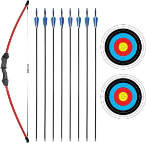 Darts Archery Bow and Arrow Set 45" Start Recurve Bow Outdoor Sports Game Hunting Toy Gift Bow Kit Set with 8 Arrows 2 Target Faces