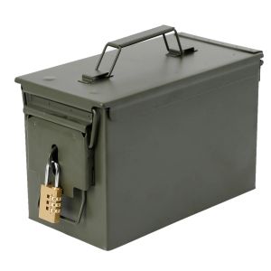 Webbkameror 50 Cal Metal Ammo Can Steel Military Ammo Box Army Safe Box Långvarig vattentät ammunition Värdebiler Lagringshål Låsbar kan