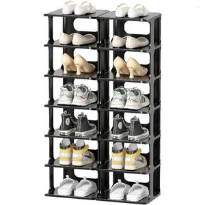 Küche Aufbewahrung 14 Stufe Rack für Eingangsorganisator Kleiderschrank schmale Regalschrank schwarze Freiständige Racks Vertikaler Schuhhalter Staeh