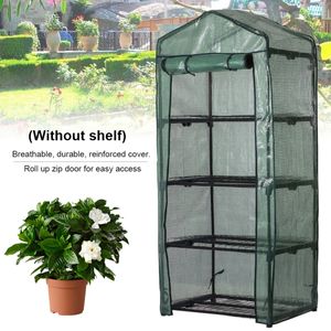 4 Tier Mini Garden Greenhouse Cover Replacement with Rollup Zipper Door Water resistant hyaline plant Flowers and Vegetab 240415