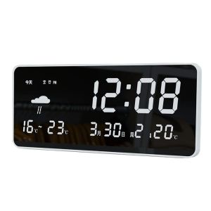 Klockor Bluetooth Calender Desk Clock USB Mirror WiFi Weather Forecast Network Electronic Clock Desktop Office LED Alarm Clock