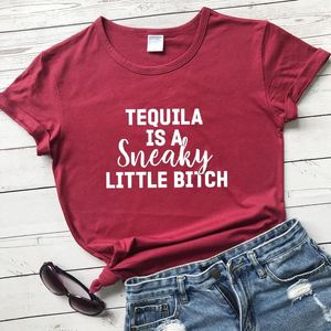Women's T Shirts Tequila Is A Sneaky T-shirt Women Short Sleeve Sarcastic Drunk Party Top Tee Shirt Funny 90s Day Drinking Tshirt