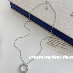 Designer trend S925 Sterling Silver Light Luxury Full Zirconium Circle Necklace Carter Trendy Brand Fashion niche Design Ins Style Sweater Chain