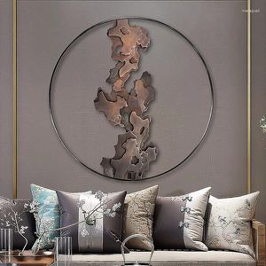 Figurine decorative Portico Zen Dipinto Taihu Stone Round Metal Art Wall Decoration Modello Studio Ciondolo