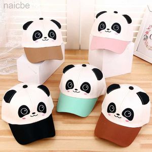 Caps Hats Summer Korean Children Baseball Cap Cute Cartoon Panda Boys Girls Peaked Caps For Kids Patchwork Justerbar Sun Hat D240425