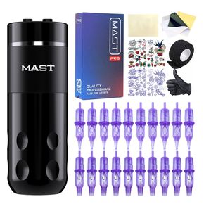 Mast Wireless Tattoo Kit Rider Pro Machine Brushless Motor Inbyggd batteri Mast Pro-patroner Set TZ-039