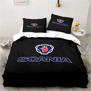 Устает Scania Bedding Truck Truck Twin Bedding Set 3 Piece Comforter Set Set Pedeecepet Cover Double King Cover Home Textile