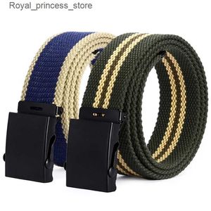 Belts New Mens Belt Fashion Unisex High Quality Belt Jeans Mens Leisure Luxury Canvas Weaving Belt Ceinture Womens Belt 3.8cm Q240425