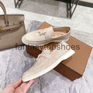 Loro piyano lp bayanlar kuruş ayakkabıları düz slip-on ayakkabı süet koyun derisi Avrupa moda ayakkabıları somunlar üzerinde kayar ayakkabılar