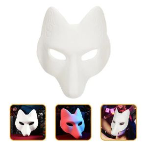 Party Masks Mask Masquerade Halloween Costume Cosplay Blank Cat Diy White Animal Eye Wolf Therian Face Half Paper Japanese 2024425