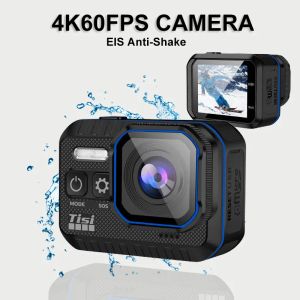 Ação da câmera Câmera subaquática 4K 60fps Impermeável Biclete de Motociclo Capacete de Capace Sport DVR Drive Recorder com tela de controle remoto