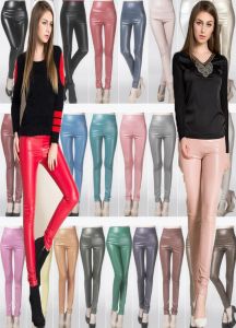 Capris On Sale Winter To Spring Women Warm Fleece Leather Pants High Waist Stretchable Skinny Pencil Y2K Tight Trousers Female Legings