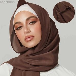 Hijabs Premium szyfonowy szalik hidżab dla kobiet turban dla welonów szalików muzułmańskie hidżab dla kobiet szalowych dla welonów hidżab Accessoires Ramadan D240425