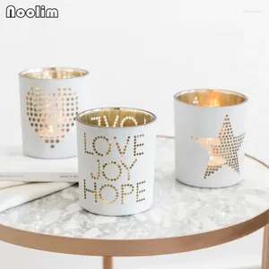 Ljusstakar Noolim Romantic European Star Heart Letters Candlestick Glass Wedding Bar Party Home Decor