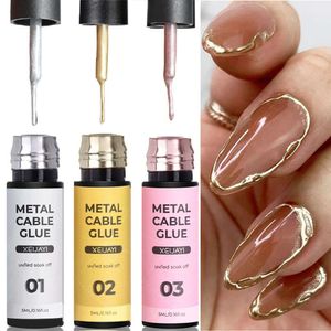 5 ml Metallisk fodermålning Nagellack Chrome Rose Gold Sier Super Bright Mirror Effect Ritning French Gel Nailartvarnish