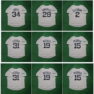 Kob 2012 Vintage Baseball Jersey David Ortiz Adrian Gonzalez 100 -årsjubileum Dustin Pedroia Jacoby Ellsbury Jon Lester Josh Beckett Retro