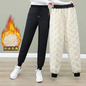 Capris kvinnors vinter bomullsbyxor Ny elastisk hög midja ticke sammet lös casual sweatpants kvinnlig vindtät varma bomullsbyxor 4xl