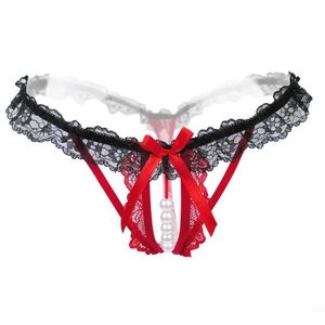 ブリーフパンティーセクシーな女性下着パンティーマッサージパールランジェリーG-STINGS HOLLOW THONG THONG GIRLS HOT EMBROIDERY LACE T-Back Panters Y240425