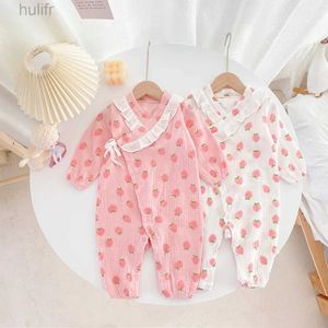 Rompers Sanlutoz Autumn Long Sleeve Baby Girls Rompers Cute Printing Toddler Girls Clothing Jumpsuits Spring Casual D240425