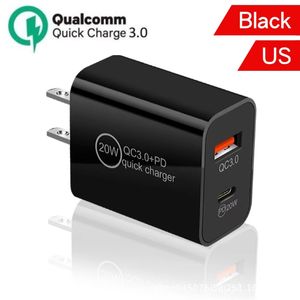 QC 4.0 3.0 Quick Ladegerät USB Typ-C PD PD Fastlad 20W US EU Wall Plug Dual Port 5V/4A 9V/2,2A 12 V/1,7A für Mobiltelefon