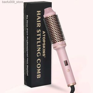 Curling Irons Brush Hot Hot Curled Iron 32mm Curler de cerâmica redondo Curling LCD Display Comb Q240425