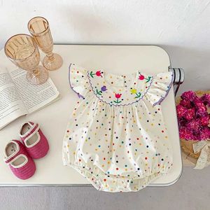 Rompers Nuovo Summer Body Body Infant Sweet Flow Color Dots Toddler One Piece H240425