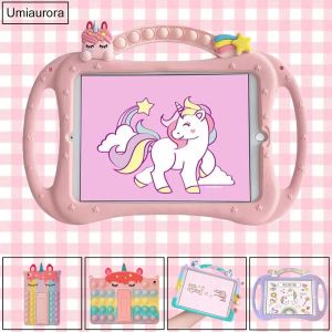 Case Kids Cartoon Silikon Silikonowa okładka na iPada 7 8. 9. 10.2 Mini 6th 9,7 2018 Air 2 3 4 5 10,9 Pro 10.5 11 Tablet Case Shell Fundda