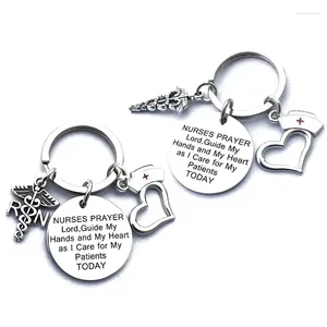 Keychains 1Pc Stainless Steel Heart Rn Pendant Hat Keychain Cap Charms Keyholder Creative Classmate Graduation Gift