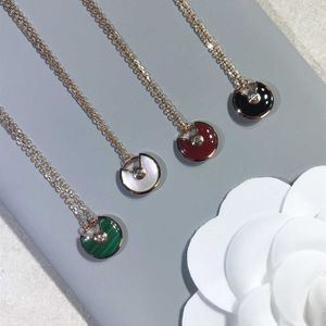 Designer Trend Carter talisman halsband Seiko S925 Silverpläterad 18K tjock guld vit fritillaria röd jade marmor krage kedja