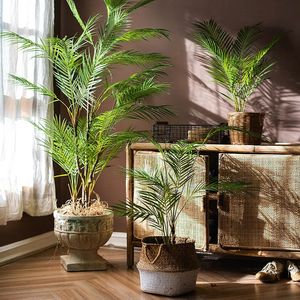 125cm Large Artificial Palm Tree Tropical Plants Branch Plastic Fake Leaves Green Monstera For Christmas Home Garden Room Decor 240425