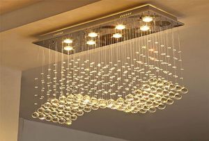 Samtida Crystal Rec Chandelier Lighting Rain Drop Crystals Tak Ljus Fixtur Design Flush Mount för matsal Lobby4004769