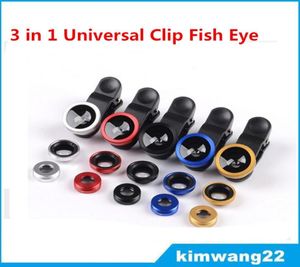 Factory 3 in 1 Universal Clip Fish Eye Wide Angle Macro Phone Fisheye camera Lens For iPhone Samsung htc lg1919109