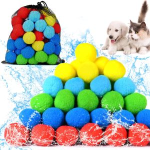 Toys 60PCS Water Balloons for Cat Dog Reusable Soaker Water Balls 5 Colors Rightness Beach Ball Toys Ball for Pets Playing